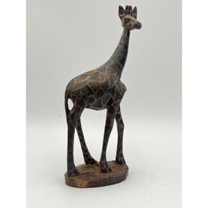 Vintage Figurine Wood Hand Carved Giraffe 9.5"